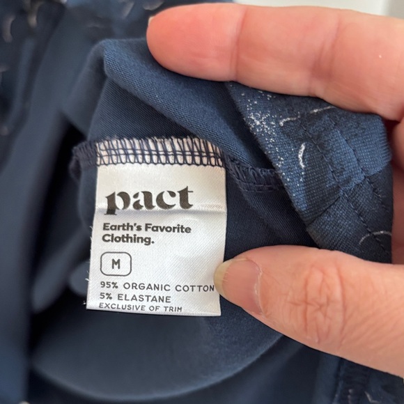 Pact Women's organic cotton Navy Floral V-Neck short sleeve comfortable Dress MD - Picture 8 of 12